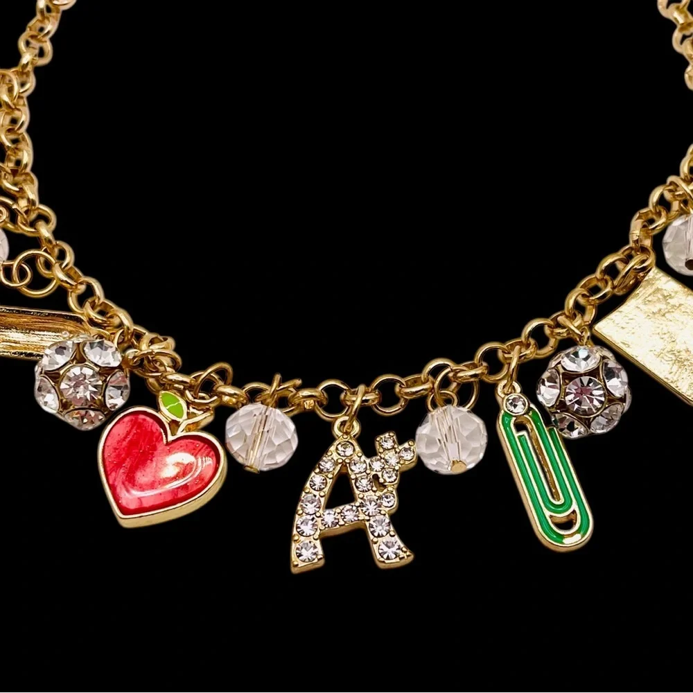 Fun Back to School Charm Necklace With Book Ruler Paper Perfect For Teachers - Picture 10 of 15